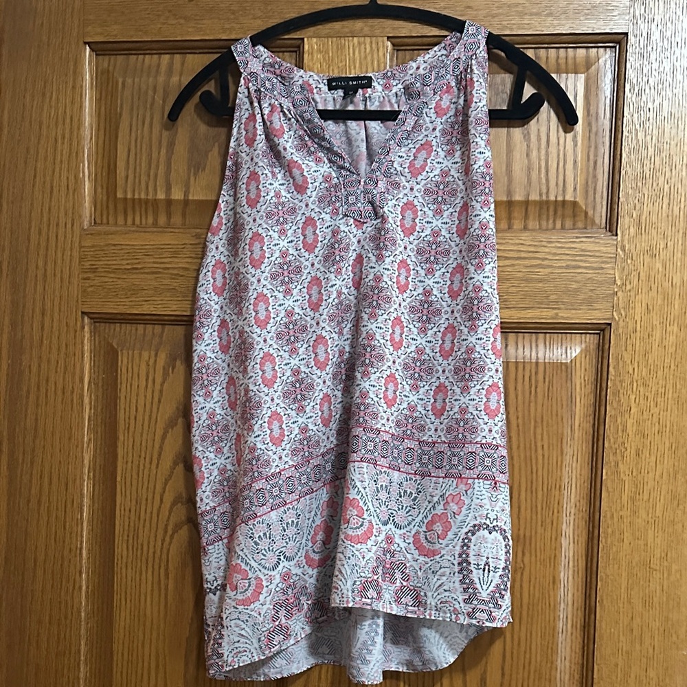 Women’s Willie Smith Pink Blue tank top blouse Size M